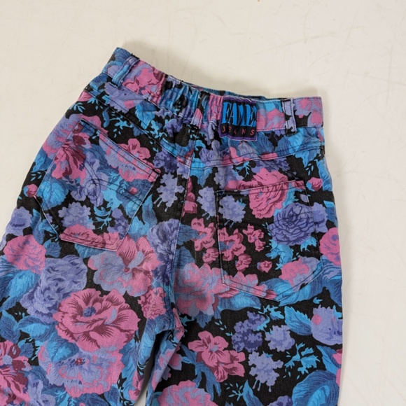 90’s Floral Jeans High Waisted Rise Straight Leg Teen Youth - Picture 4 of 6